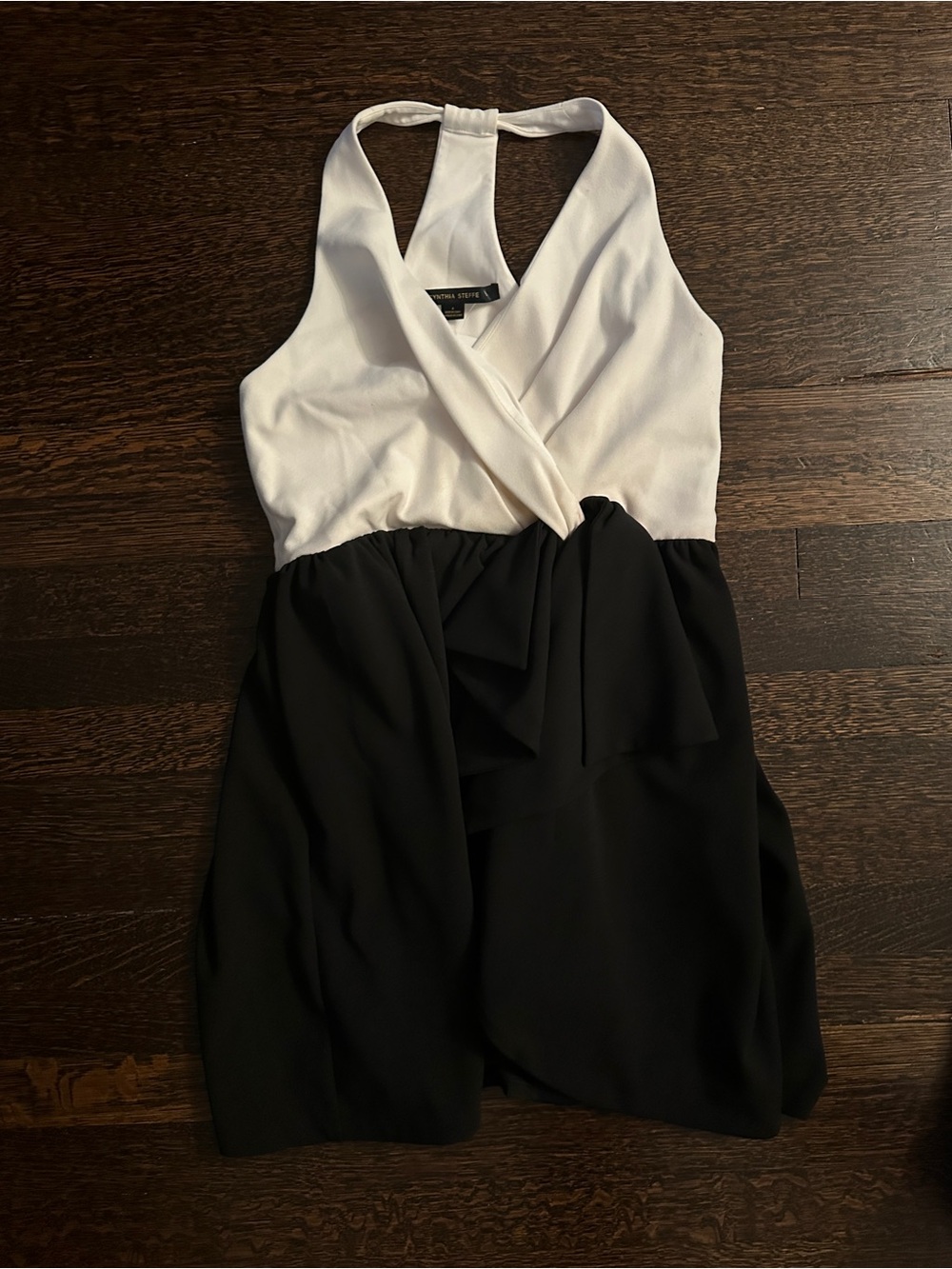 Cynthia Steffe White Halter Top with Black Skirt Mini Dress